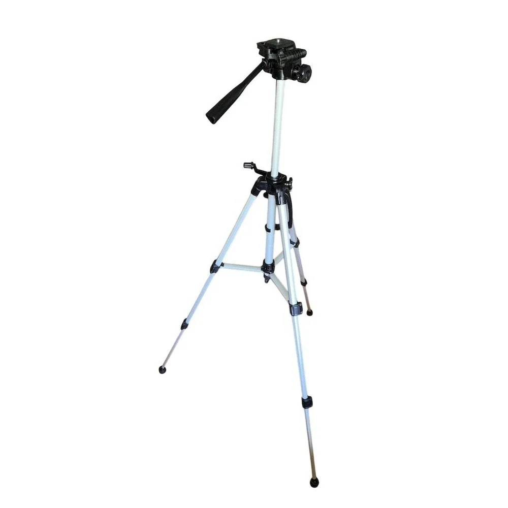 DigiPower Camera Tripod Silver/Black 3-Way Pan/Tilt Head Quick Release Bag